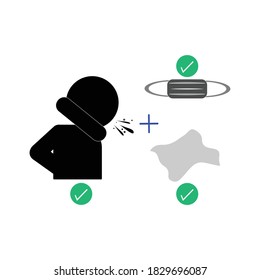 Sneezing with a good protection system and equipment protection that affects the spread of germs and viruses. Vector Illustration Design