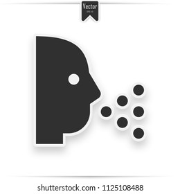 Sneezing Head shadow vector icon. The style is a flat sneezing head, a black iconic symbol on a white square background with a shadow.