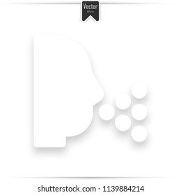 Sneezing Head shadow vector icon. Style is a flat sneezing head white iconic symbol on a white square background.