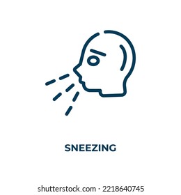 Sneezing icon. Linear vector illustration. Outline sneezing icon vector. Thin line symbol for use on web and mobile apps, logo, print media.