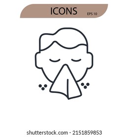 Sneezing Icons  Symbol Vector Elements For Infographic Web