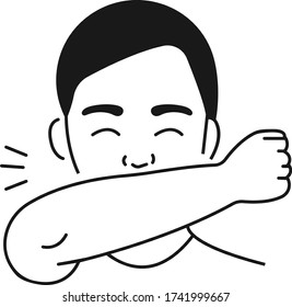 sneezing into elbow icon vector illustration