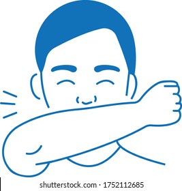 sneezing into elbow icon vector illustration