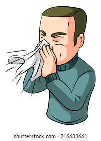 sneezing man