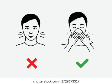 Sneezing man line icon.Sneeze - Use Tissue while Sneezing - Icon as EPS 10 File.