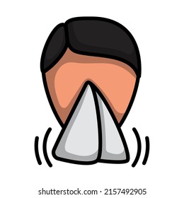 Sneezing Nose Icon. Editable Bold Outline With Color Fill Design. Vector Illustration.