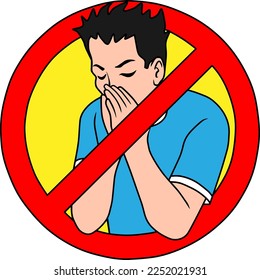 sneezing is prohibited vector illustration isolated on white background