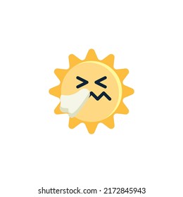 Sneezing Sun Face emoji flat icon, vector sign, colorful pictogram isolated on white. Symbol, logo illustration. Flat style design