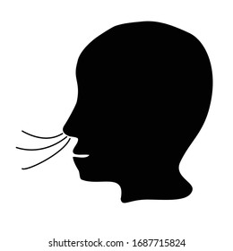 Sneezing. Symptom of influenza, allergies, bronchitis, pneumonia. Coronavirus. Icons sneezing. Infographics. Vector illustration on isolated background.