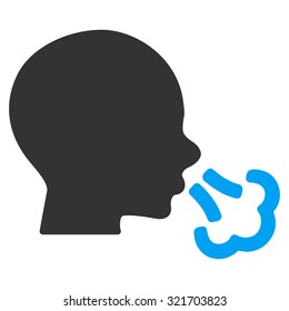 Sneezing vector icon. Style is bicolor flat symbol, blue and gray colors, rounded angles, white background.