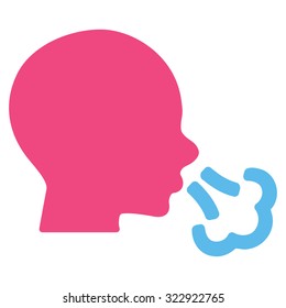 Sneezing vector icon. Style is bicolor flat symbol, pink and blue colors, rounded angles, white background.