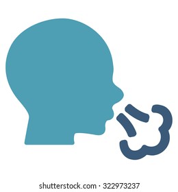 Sneezing vector icon. Style is bicolor flat symbol, cyan and blue colors, rounded angles, white background.