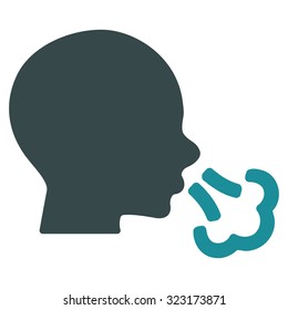 Sneezing vector icon. Style is bicolor flat symbol, soft blue colors, rounded angles, white background.