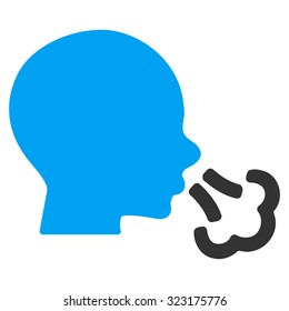 Sneezing vector icon. Style is bicolor flat symbol, blue and gray colors, rounded angles, white background.