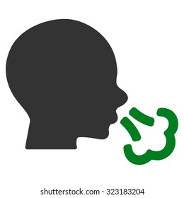 Sneezing vector icon. Style is bicolor flat symbol, green and gray colors, rounded angles, white background.