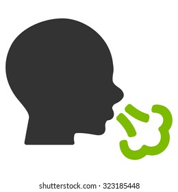 Sneezing vector icon. Style is bicolor flat symbol, eco green and gray colors, rounded angles, white background.