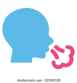 Sneezing vector icon. Style is bicolor flat symbol, pink and blue colors, rounded angles, white background.