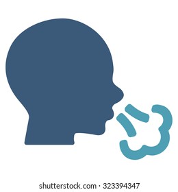 Sneezing vector icon. Style is bicolor flat symbol, cyan and blue colors, rounded angles, white background.