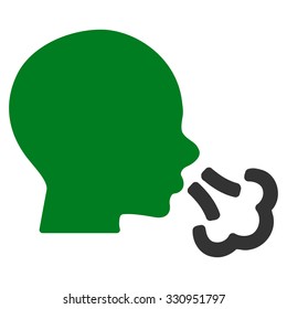 Sneezing vector icon. Style is bicolor flat symbol, green and gray colors, rounded angles, white background.