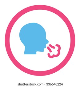 Sneezing vector icon. Style is bicolor flat rounded symbol, pink and blue colors, rounded angles, white background.