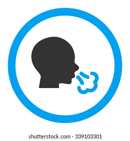 Sneezing vector icon. Style is bicolor flat rounded symbol, blue and gray colors, rounded angles, white background.