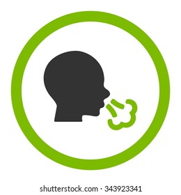 Sneezing vector icon. Style is bicolor flat rounded symbol, eco green and gray colors, rounded angles, white background.