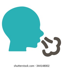 Sneezing vector icon. Style is bicolor flat symbol, grey and cyan colors, rounded angles, white background.