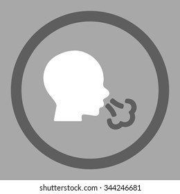 Sneezing vector icon. Style is bicolor flat rounded symbol, dark gray and white colors, rounded angles, silver background.