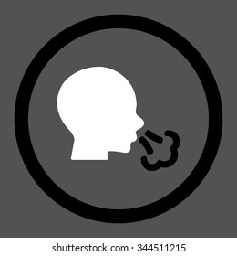 Sneezing vector icon. Style is bicolor flat rounded symbol, black and white colors, rounded angles, gray background.