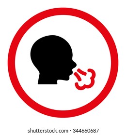 Sneezing vector icon. Style is bicolor flat rounded symbol, intensive red and black colors, rounded angles, white background.