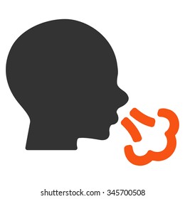 Sneezing vector icon. Style is bicolor flat symbol, orange and gray colors, rounded angles, white background.