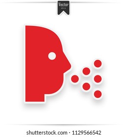 Sneezing vector icon. Style is flat symbol, red color, rounded angles, white background.