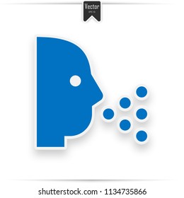 Sneezing vector icon. Style flat symbol blue colors, white background.