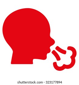 Sneezing vector icon. Style is flat symbol, red color, rounded angles, white background.