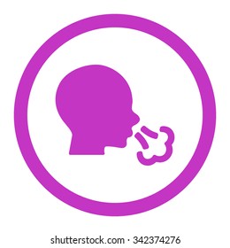 Sneezing vector icon. Style is flat rounded symbol, violet color, rounded angles, white background.