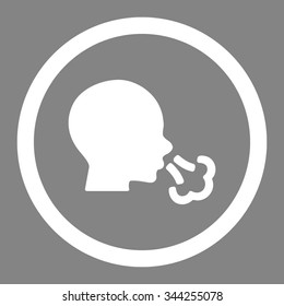 Sneezing vector icon. Style is flat rounded symbol, white color, rounded angles, gray background.