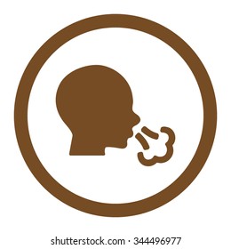 Sneezing vector icon. Style is flat rounded symbol, brown color, rounded angles, white background.