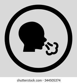 Sneezing vector icon. Style is flat rounded symbol, black color, rounded angles, light gray background.