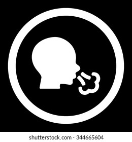 Sneezing vector icon. Style is flat rounded symbol, white color, rounded angles, black background.