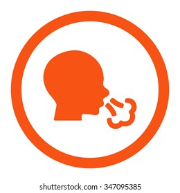 Sneezing vector icon. Style is flat rounded symbol, orange color, rounded angles, white background.