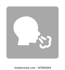 Sneezing vector icon. Style is flat rounded square button, white and silver colors, white background.