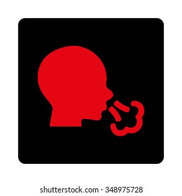 Sneezing vector icon. Style is flat rounded square button, intensive red and black colors, white background.