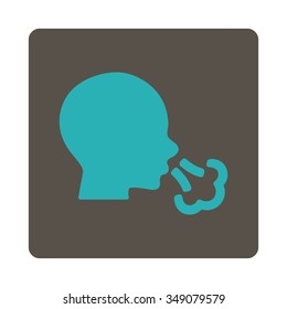 Sneezing vector icon. Style is flat rounded square button, cyan and grey colors, white background.