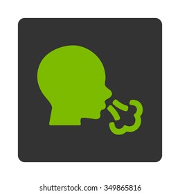 Sneezing vector icon. Style is flat rounded square button, eco green and gray colors, white background.