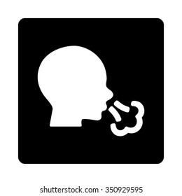 Sneezing vector icon. Style is flat rounded square button, white and black colors, white background.