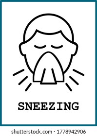 Sneezing Vector Image. Blowing nose sign.