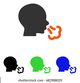 Sneezing vector pictogram. Illustration style is a flat iconic colored symbol with different color versions.