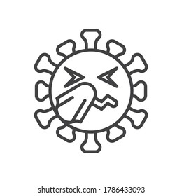 Sneezing virus face line icon. linear style sign for mobile concept and web design. Coronavirus emoticon outline vector icon. Symbol, logo illustration. Vector graphics