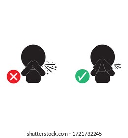 Estornudar sin protección, dando lugar a la propagación de gérmenes. Diseño de ilustración vectorial.