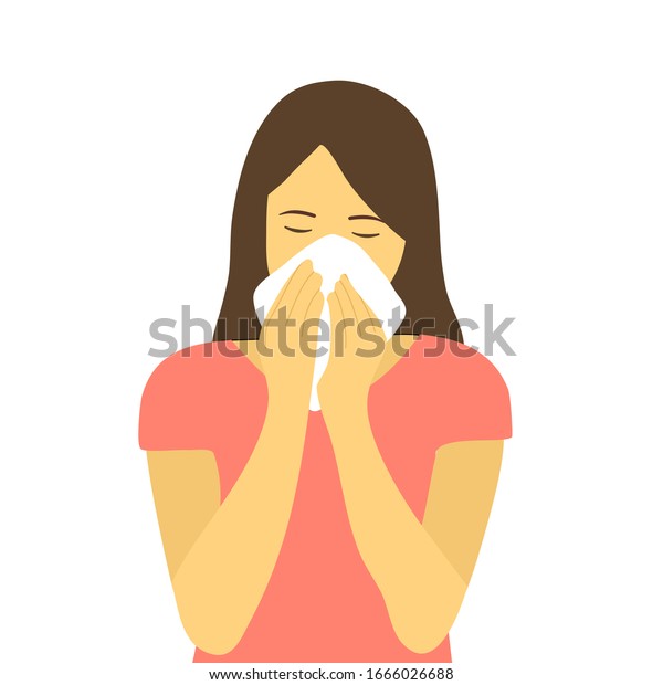 Sneezing Woman Concept Vector Illustration On Stock Vector (Royalty ...